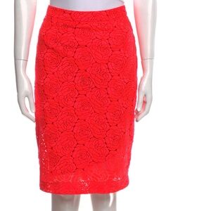 ALC Red Embellished Midi Pencil Skirt